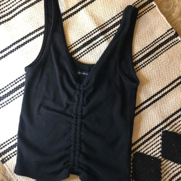 Abercrombie and Fitch Black Ruched Tank - Picture 1 of 5